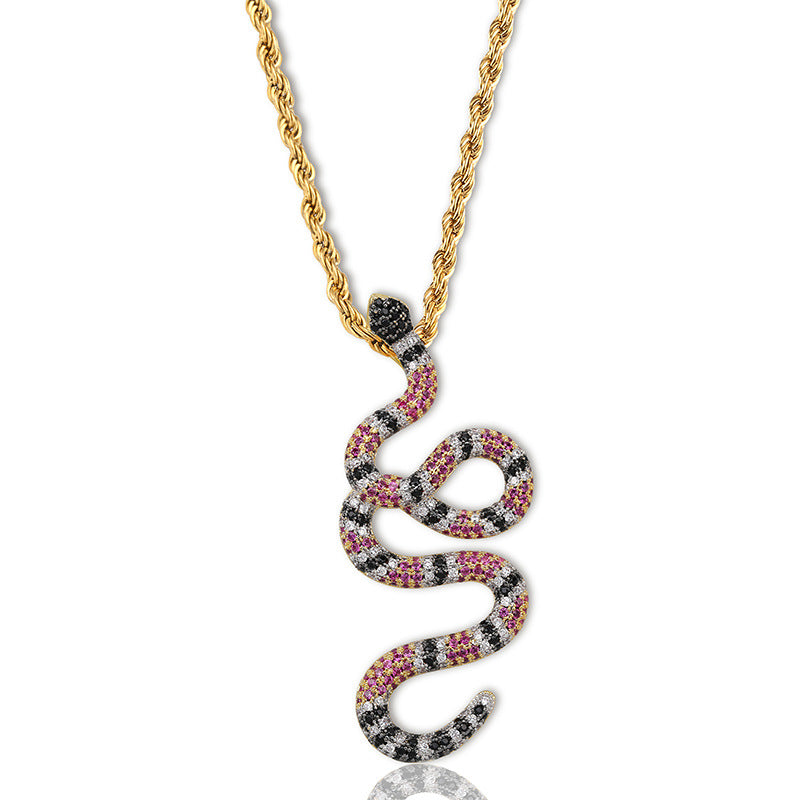 Full Rhinestone Snake Style Pendant