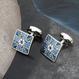 Teal Toned Mosaic Square Cufflinks