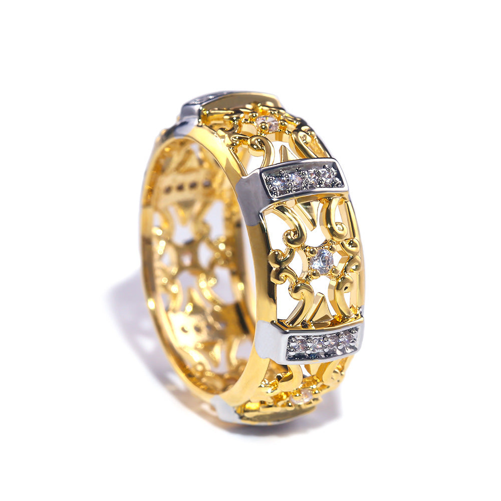 Luxury Golden Plated Zircon Rhinestone Ring