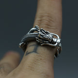925 Sterling Silver Dragon Head Ring