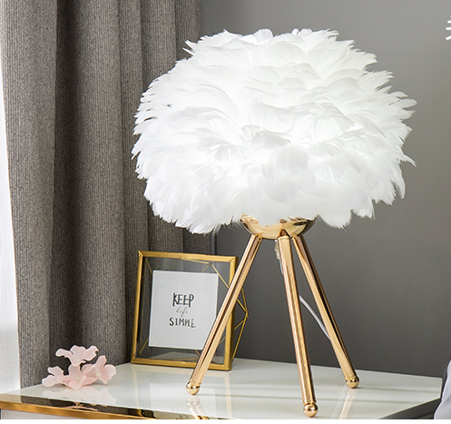 Three Legs Feather Round Lamp