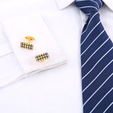 Two-Toned Grid Patterned Copper Cufflinks