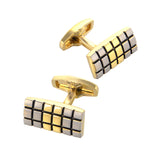 Two-Toned Grid Patterned Copper Cufflinks