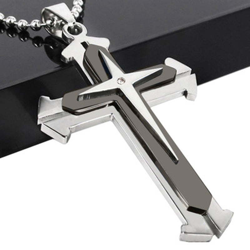 Colgante de 3 capas de cruz religiosa simple