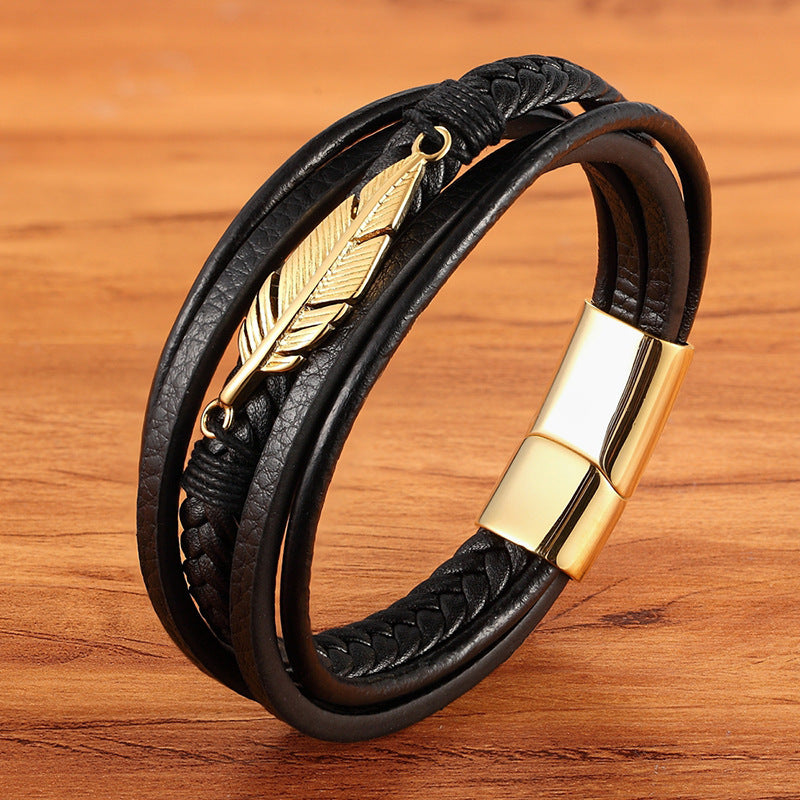 Feather Buckle Three Strap Bracelet – Taraiga - Main Image