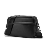 Black Solid Leather Shoulder Bag