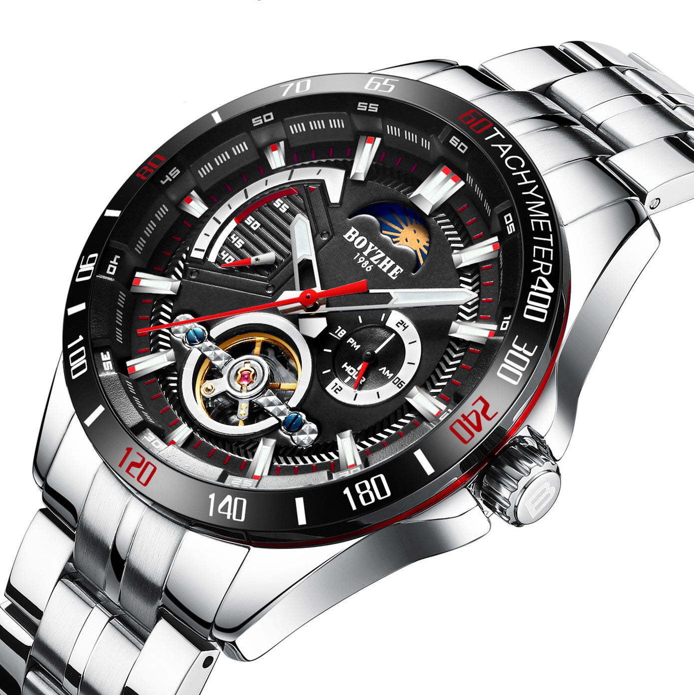 Montre imperméable en acier inoxydable masculin