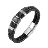 Casual Double Layer Stainless Leather Bracelet