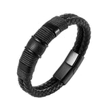 Casual Double Layer Stainless Leather Bracelet