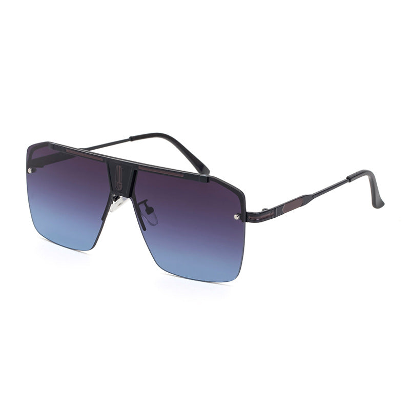Gradient Semi-Rimless Wrap Around Sunglasses