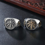 Cincin baja stainless daun rami kasual