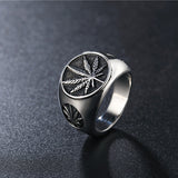 Cincin baja stainless daun rami kasual