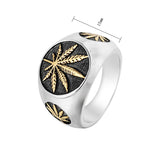 Cincin baja stainless daun rami kasual