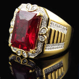 Precious Gilded Red Large Zircon Ring