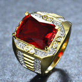 Precious Gilded Red Large Zircon Ring