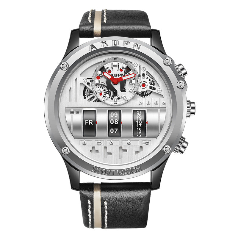 Montre en cuir à double temps unique