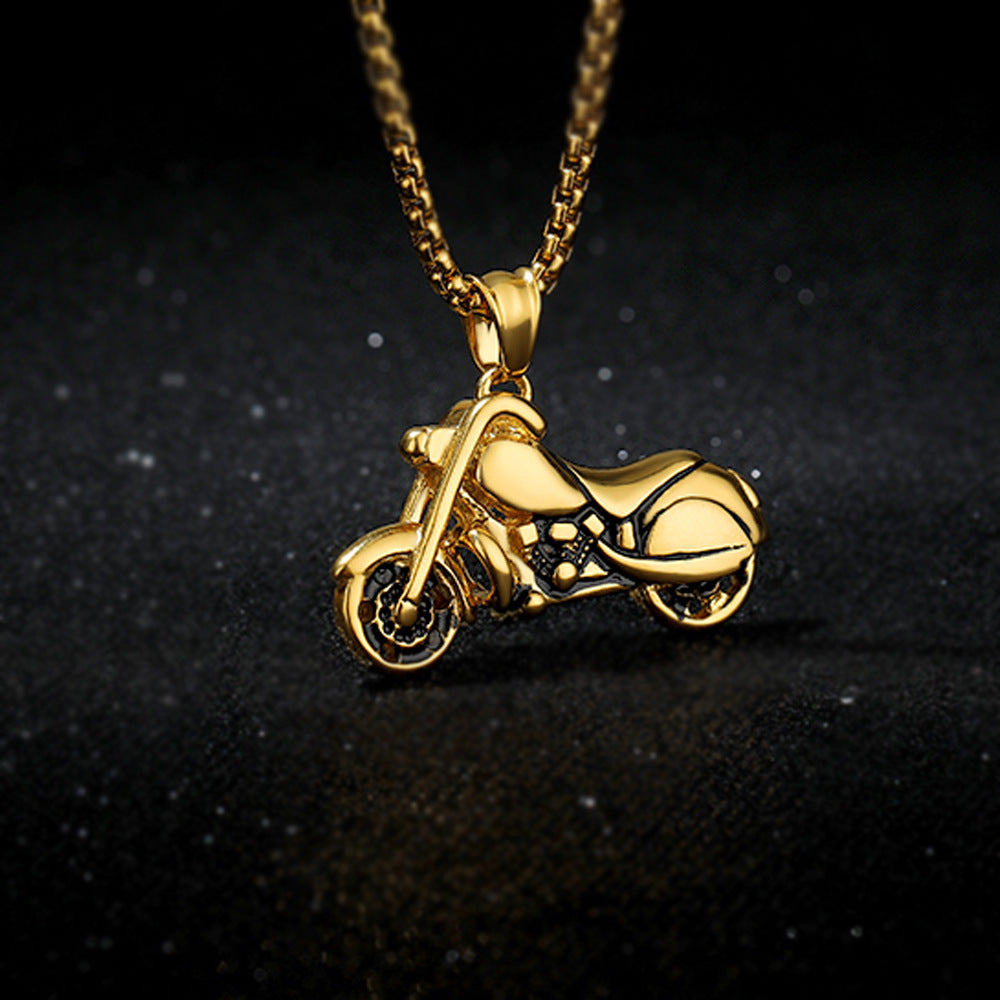 Collar con colgante de motocicleta de acero inoxidable