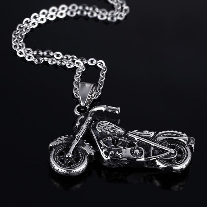 Collar con colgante de motocicleta de acero inoxidable