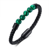Natural Stone Woven Leather Bracelet