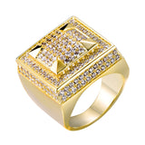 Lujoso anillo de circón con piedra preciosa chapada en oro