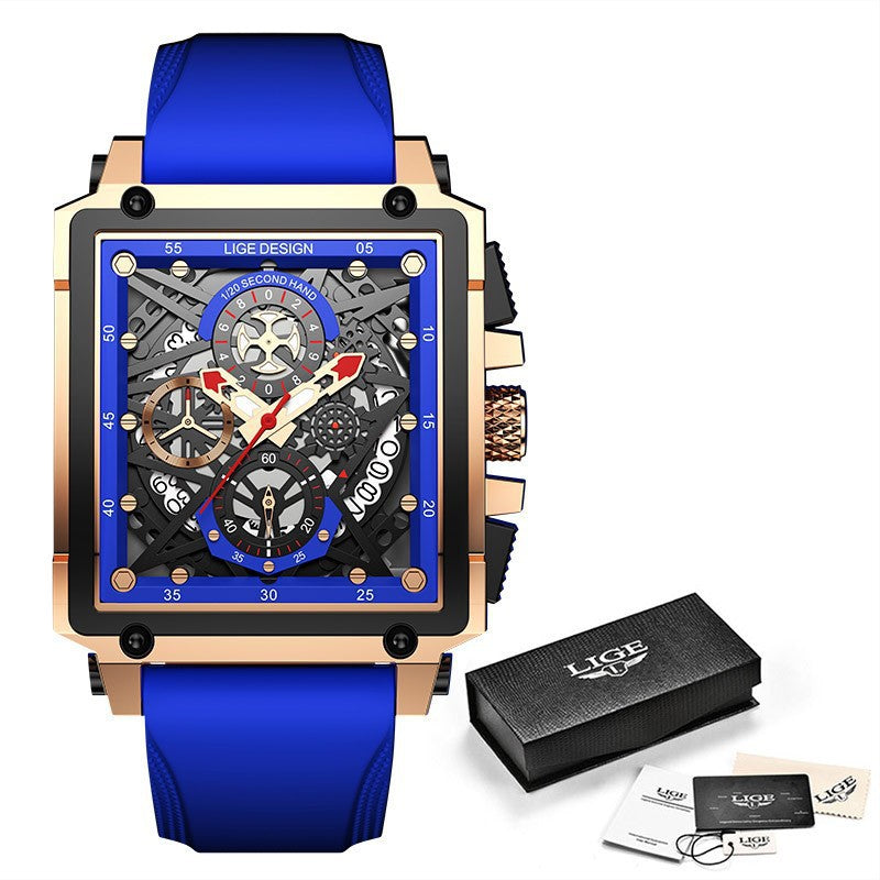 Square Face Design Chronograph Silicone Watch
