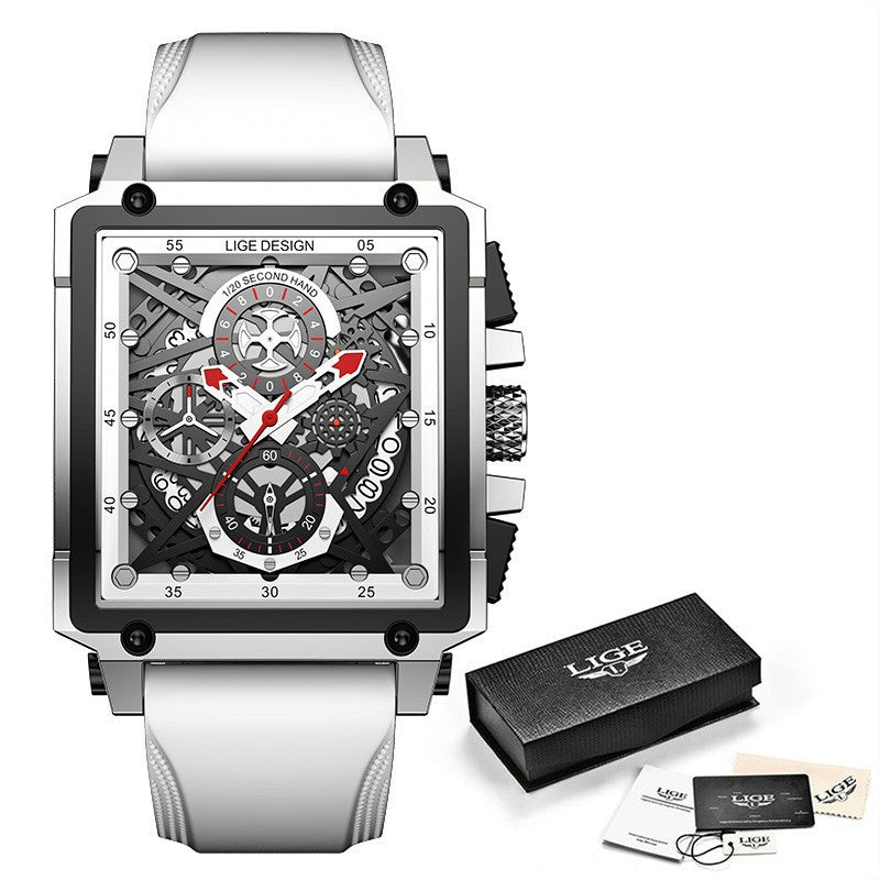 Square Face Design Chronograph Silicone Watch