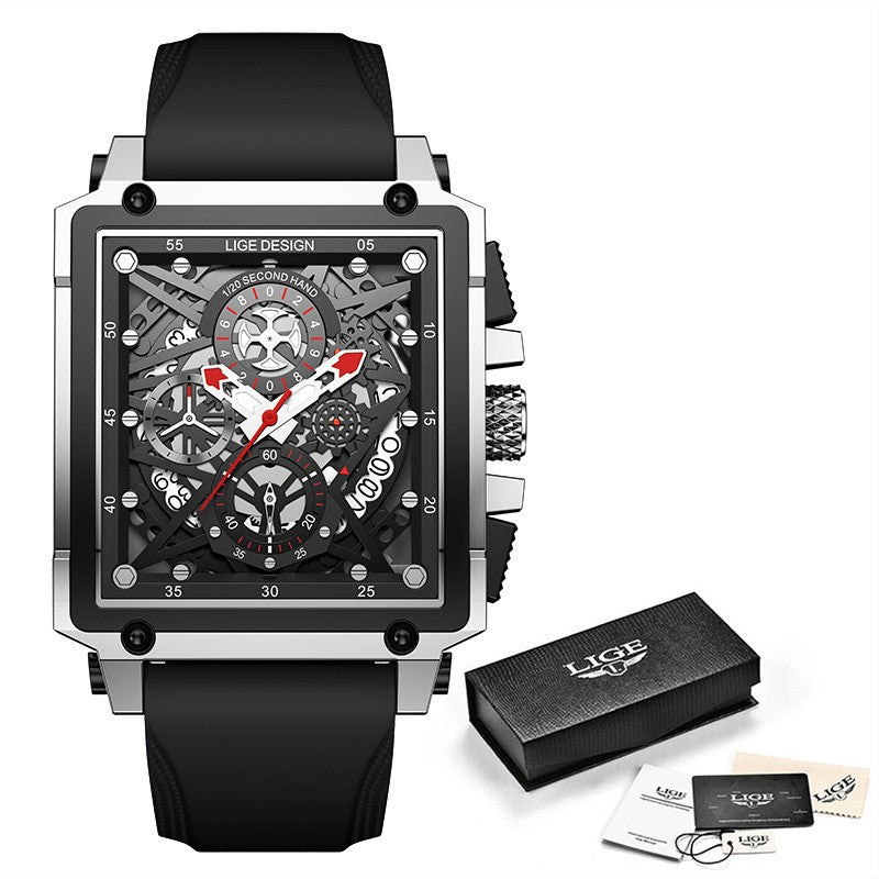 Square Face Design Chronograph Silicone Watch
