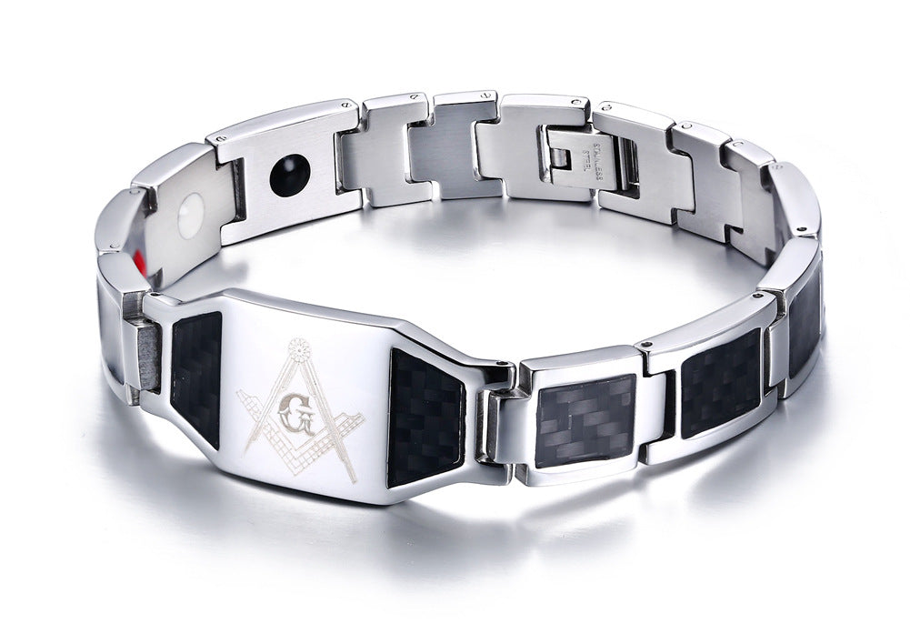 Freemason Titanium Carbon Magnet Bracelet