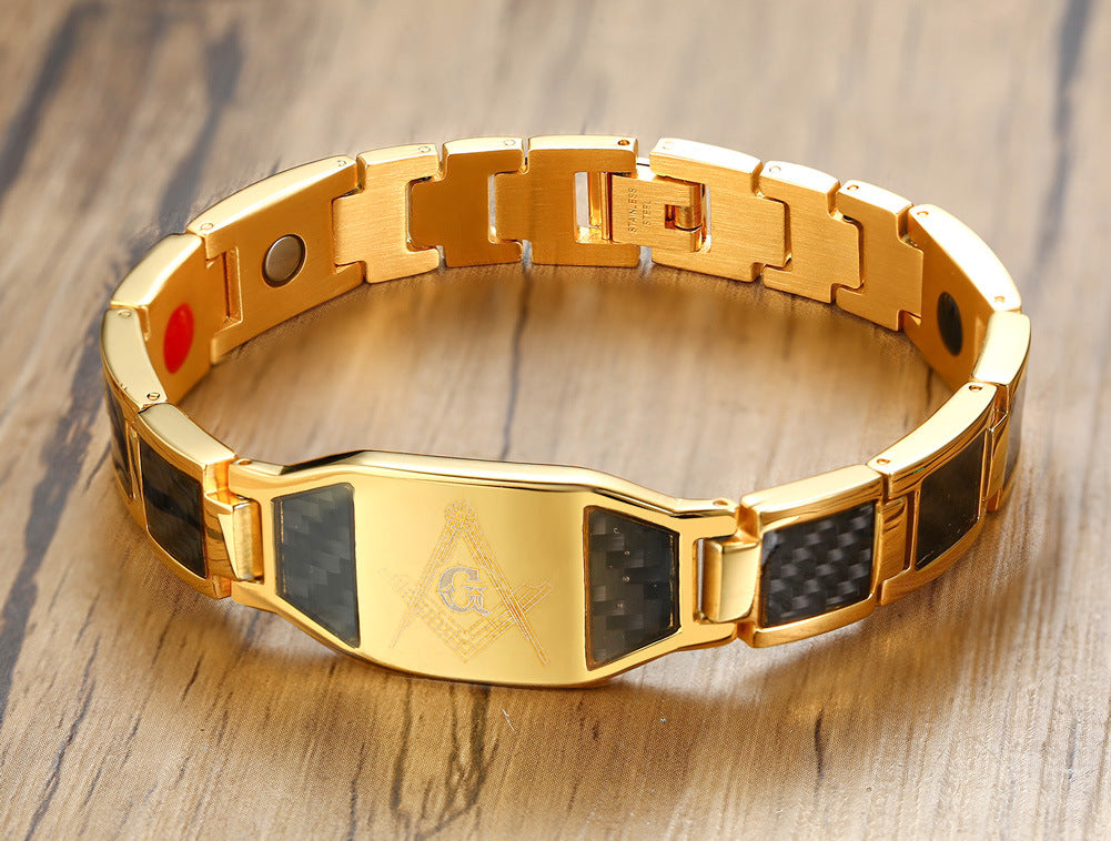 Bracelet aimant en carbone en titane franc-maçon