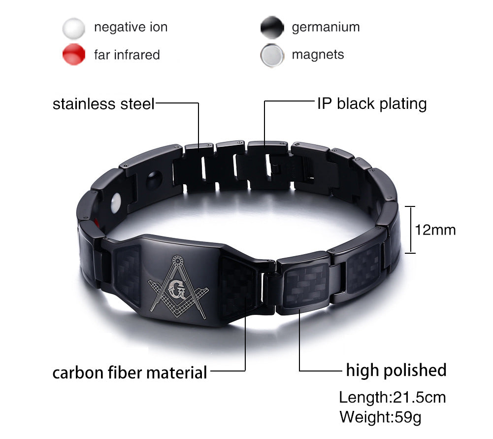 Freemason Titanium Carbon Magnet Bracelet