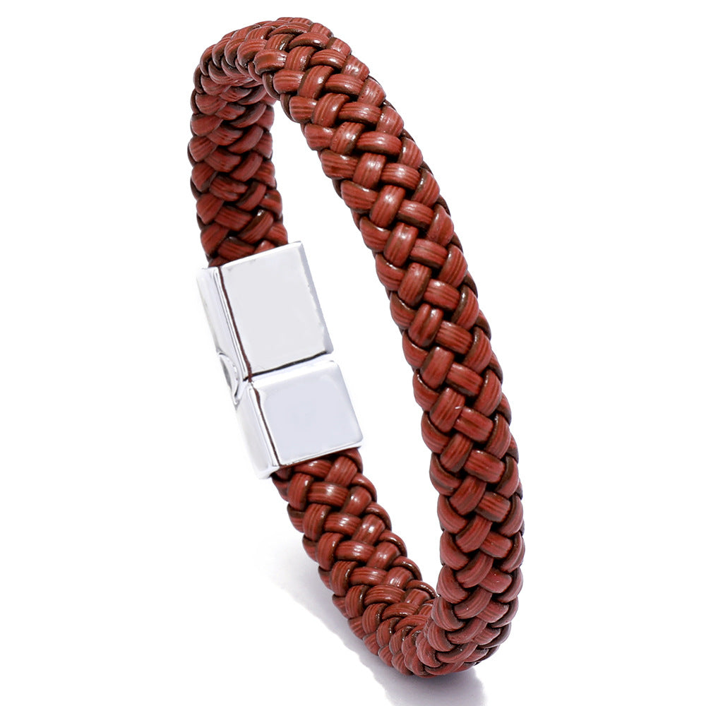 Bracelet en cuir tressé simple décontracté