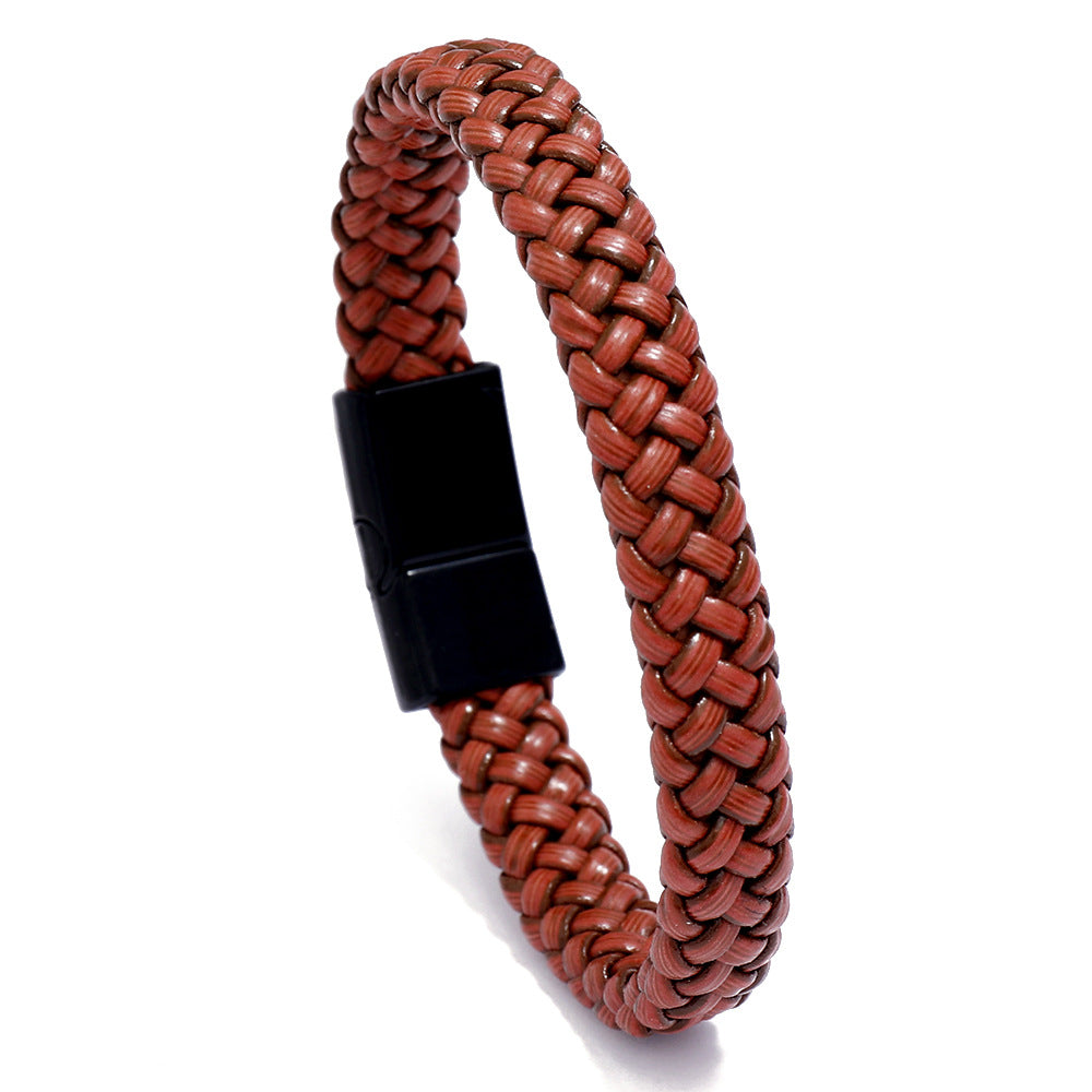 Bracelet en cuir tressé simple décontracté