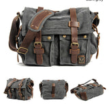 Canvas Leather Men's Messenger Bag