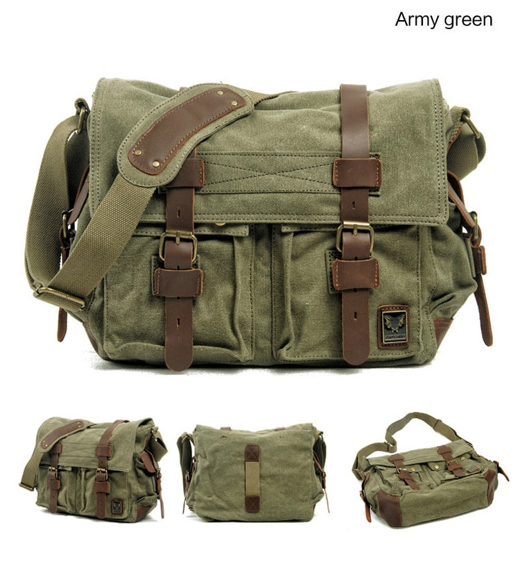 Canvas Leather Men's Messenger Bag