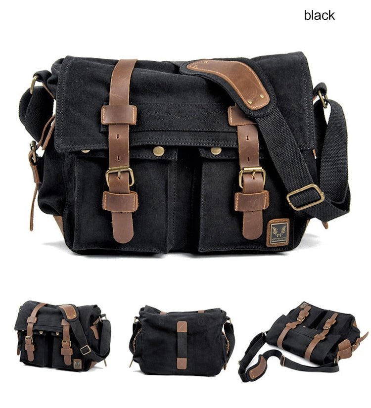 Canvas Leather Men's Messenger Bag