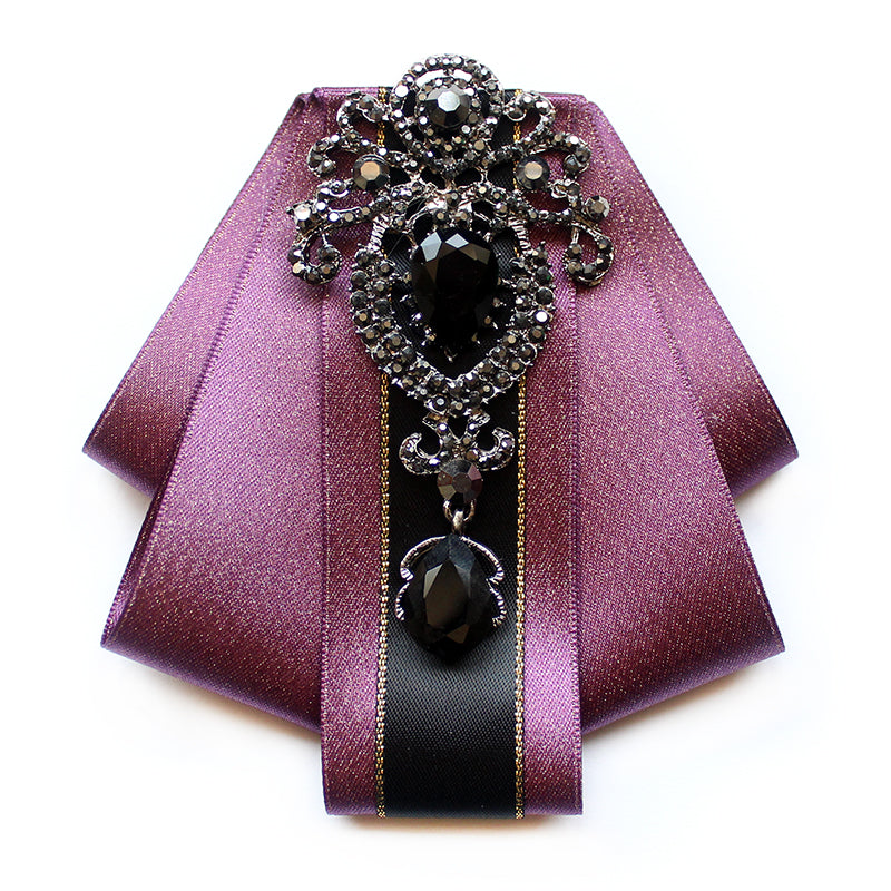 Vintage Applique Black Line Ribbon Tie