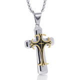 Religious Two Tone Layer Cross Pendant Necklace