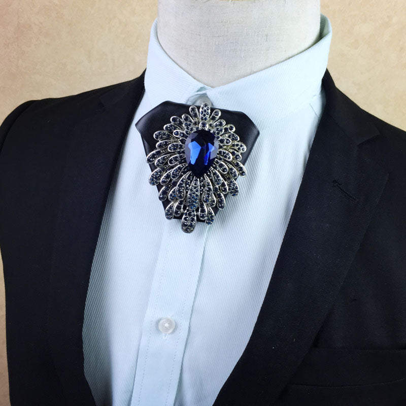 Metal And Rhinestone Decorated Diamond Shape Tie