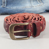 Solid Patterned Interlocking Leather Belt