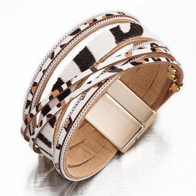 Retro -Legierung gedrucktes Leopardenarmband