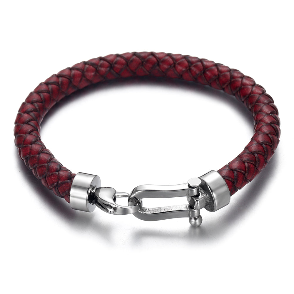 Bracelet de cordon de titane en cuir Pu décontracté