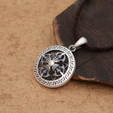 Round Tibetan Magic Style Sterling Silver Pendant