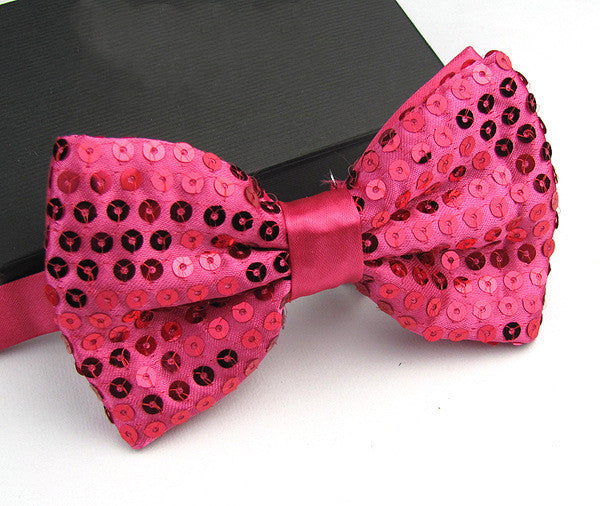 Bright Solid Sequined Bow Tie