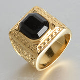 Luxurious Solid Black Gemstone Plated Ring