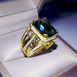 Vintage Rhinestone Decorated Brass Ring