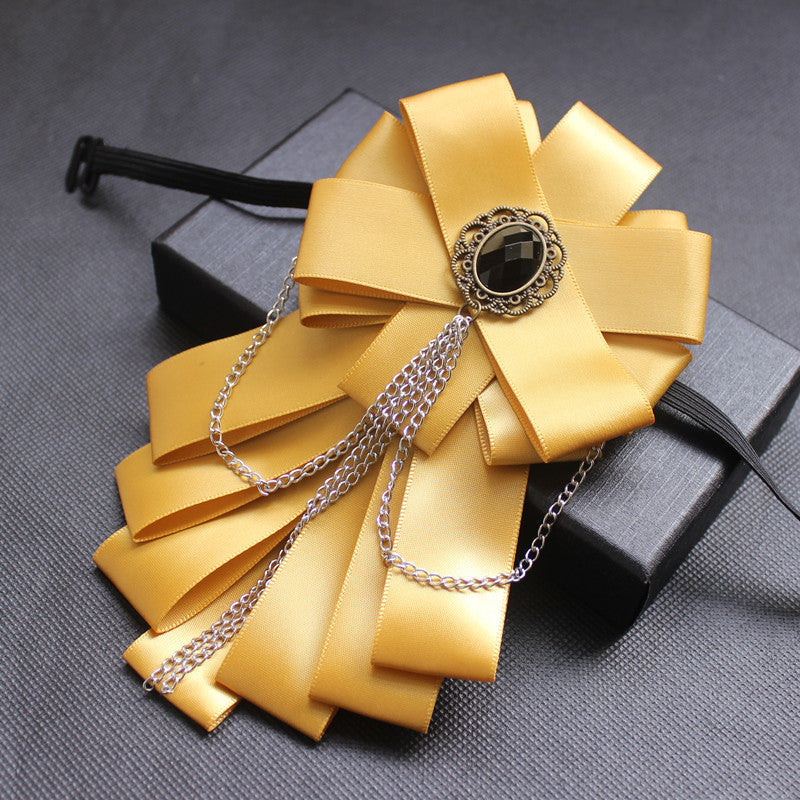 Rhinestone Chained Multilayer Ribbon Elastic Band Tie