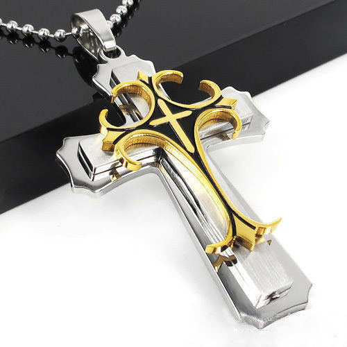 Collier de chaîne en acier inoxydable croix