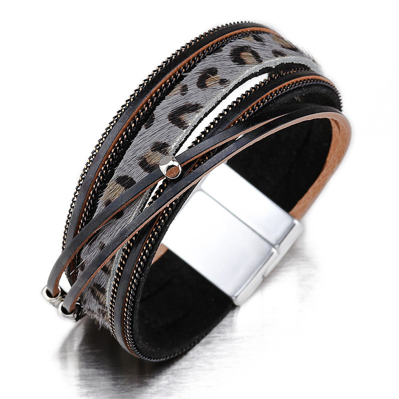 Retro -Legierung gedrucktes Leopardenarmband