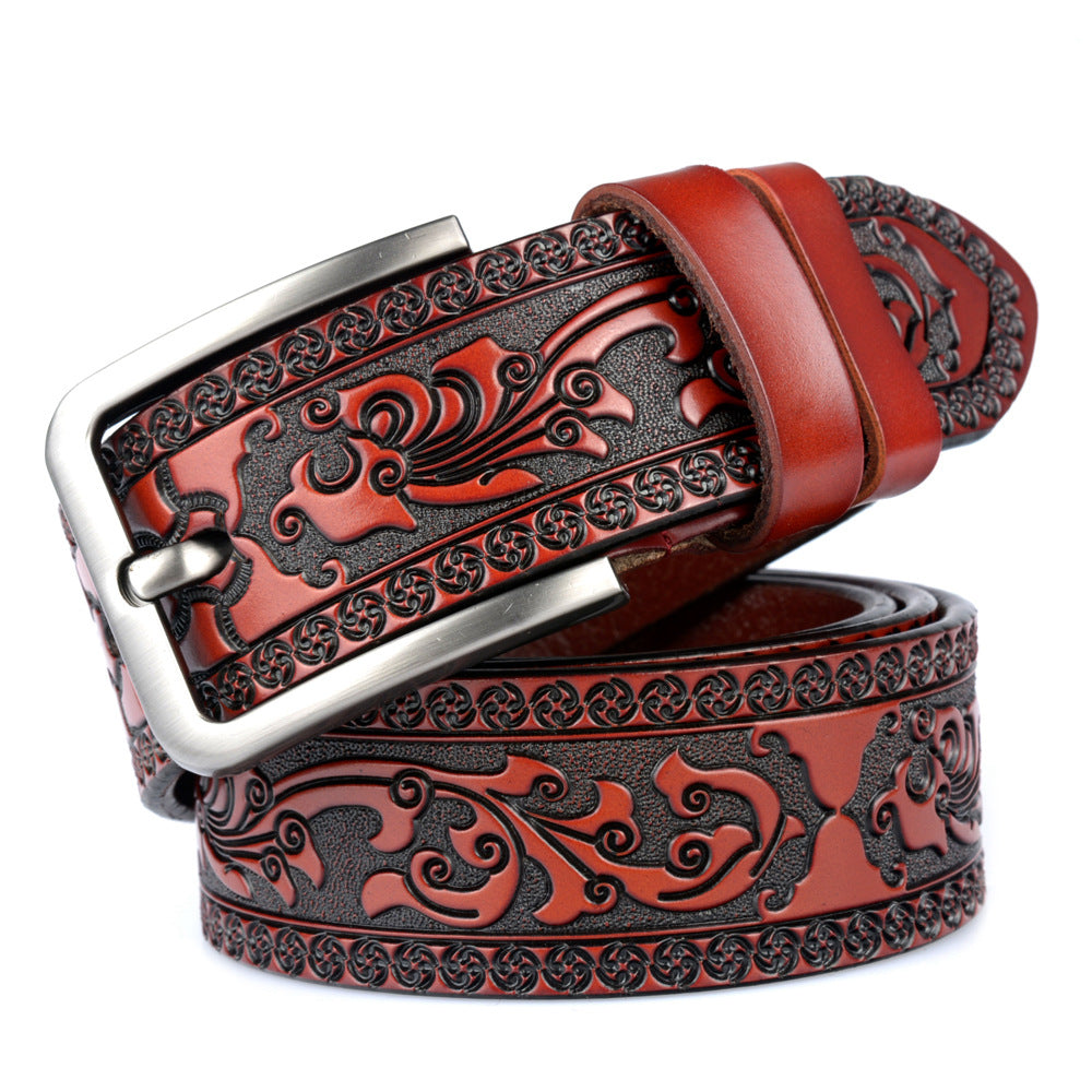 Retro Carved Floral Pattern Belt