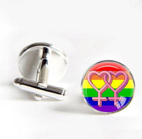 Rainbow Pride Style Round Cufflinks